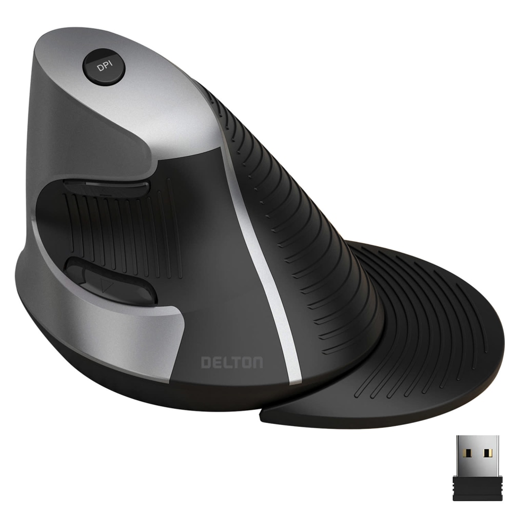 Delton S22 Vertical-Grip Ergonomic Wireless Computer Mouse, Black MPN:DMERGS22-WB