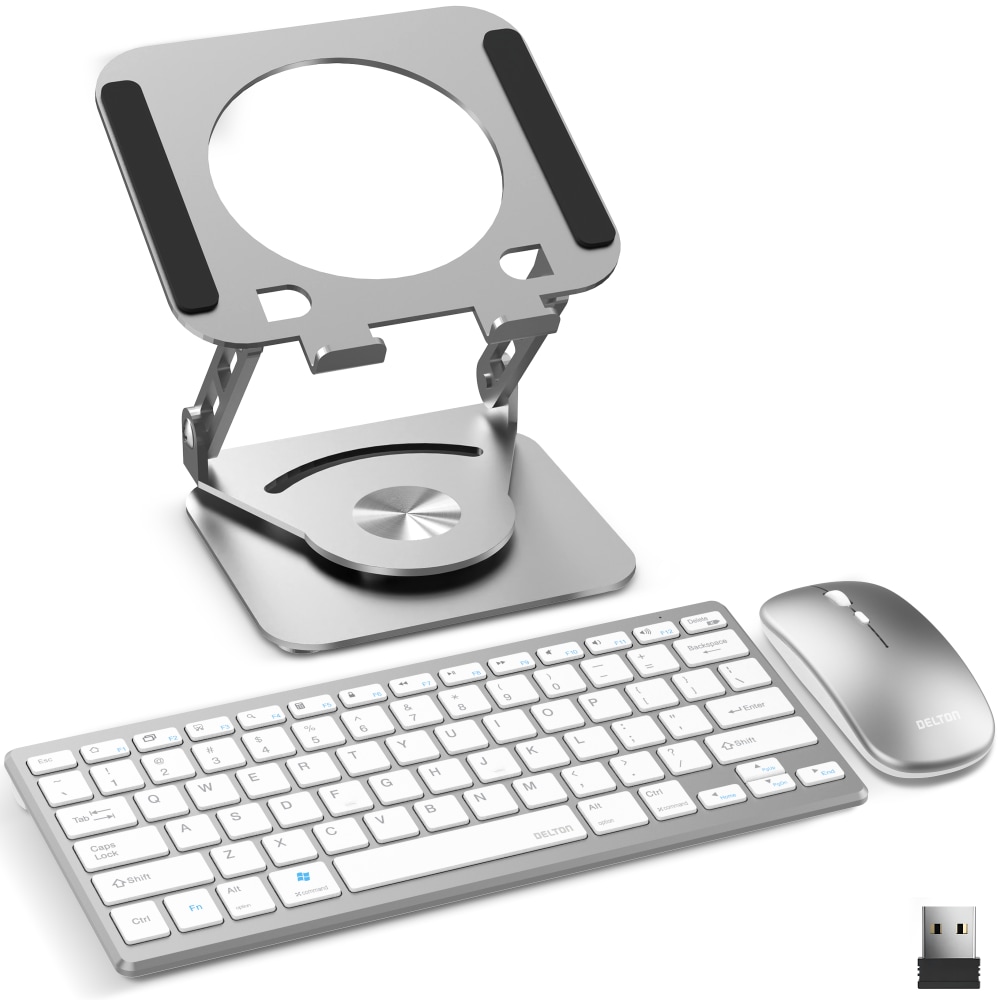 Delton Wireless Keyboard, Mouse and Tablet Stand Bundle, White, Total Qty 1 MPN:DTTKITN35WWSW60