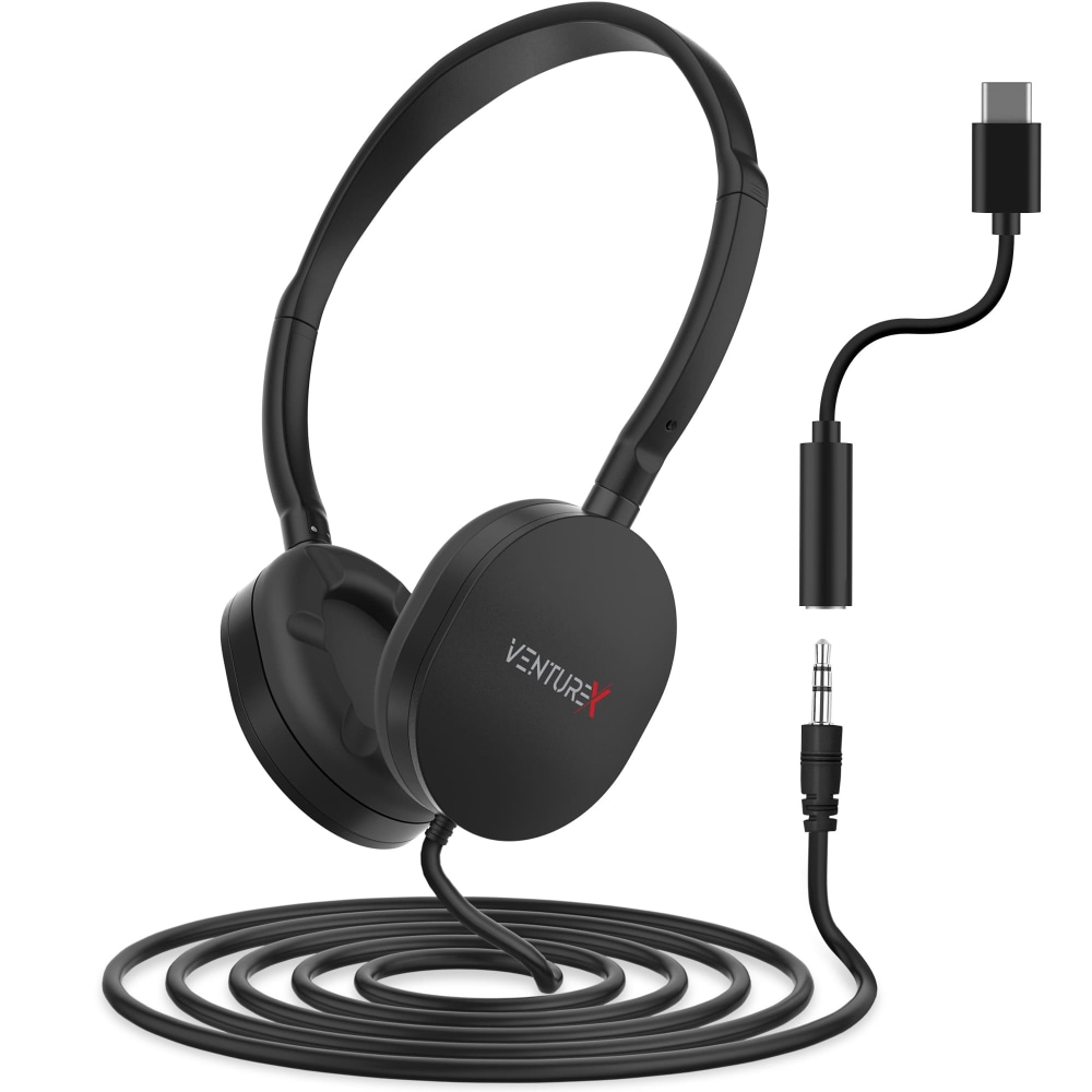 VentureX K22 Wired Kids Headset, 3.5mm/USB-C/Stereo, Black, Total Qty 1 MPN:VHPK22BD1
