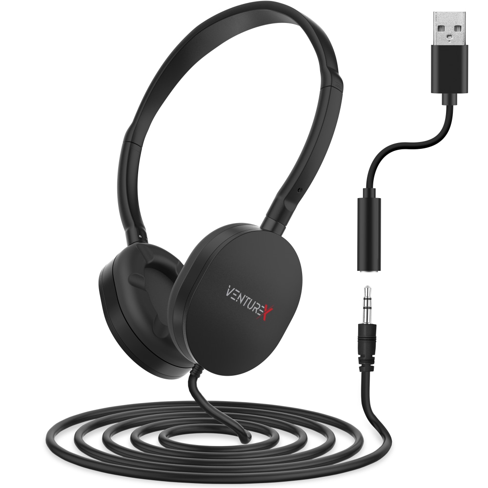 VentureX K22 Wired Kids Headset, 3.5mm/USB-A/Stereo, Black, Total Qty 1 MPN:VHPK22BD2