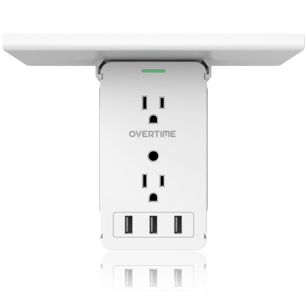 Overtime Multi-Plug Outlet Extender, 5-1/2in x 8in x 3-1/16in, White MPN:OTWP8O3USB