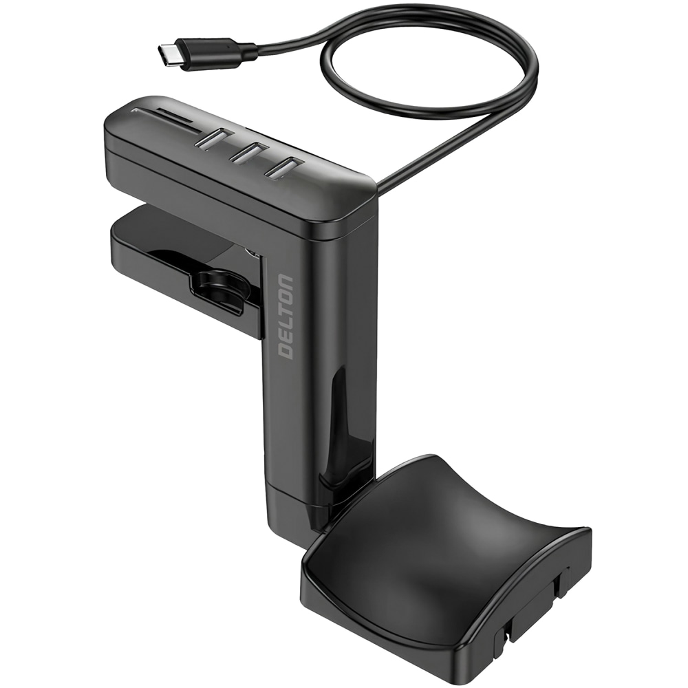 Delton HS7 Headset Holder And USB Charging Hub, 6inH x 1-1/2inW x 7inD, White MPN:DHS3USB