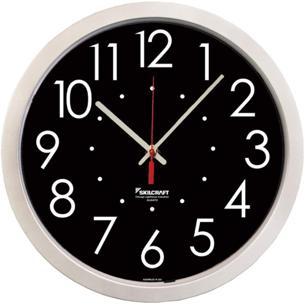 SKILCRAFT High Contrast Quartz Wall Clock, 14-1/2in MPN:6986560