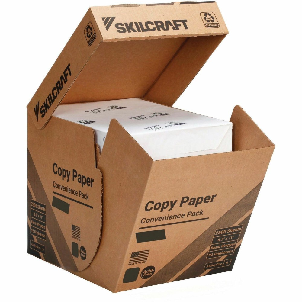 SKILCRAFT Convenience Pack Copy Paper - 92 Brightness - Letter - 8 1/2inx11in - 20 lb Basis Weight - White - 500 Sheets per Ream - 5/Box - 7253059 MPN:7253059