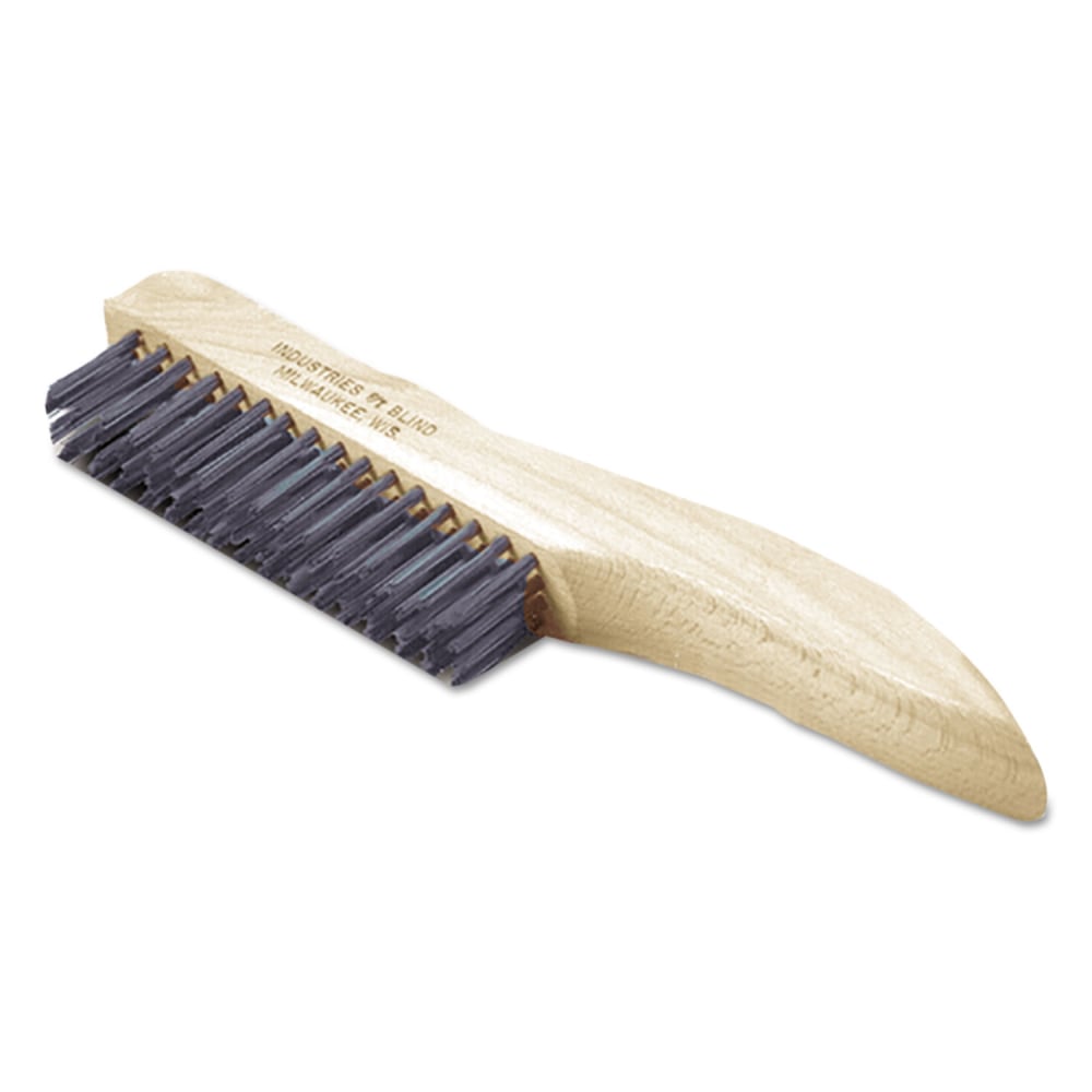SKILLCRAFT AbilityOne SKILCRAFT Stainless Steel Brush, Stainless Steel Bristles, 10.5in Brush, 10.5in Tan Plastic Handle MPN:7920-00-269-1259