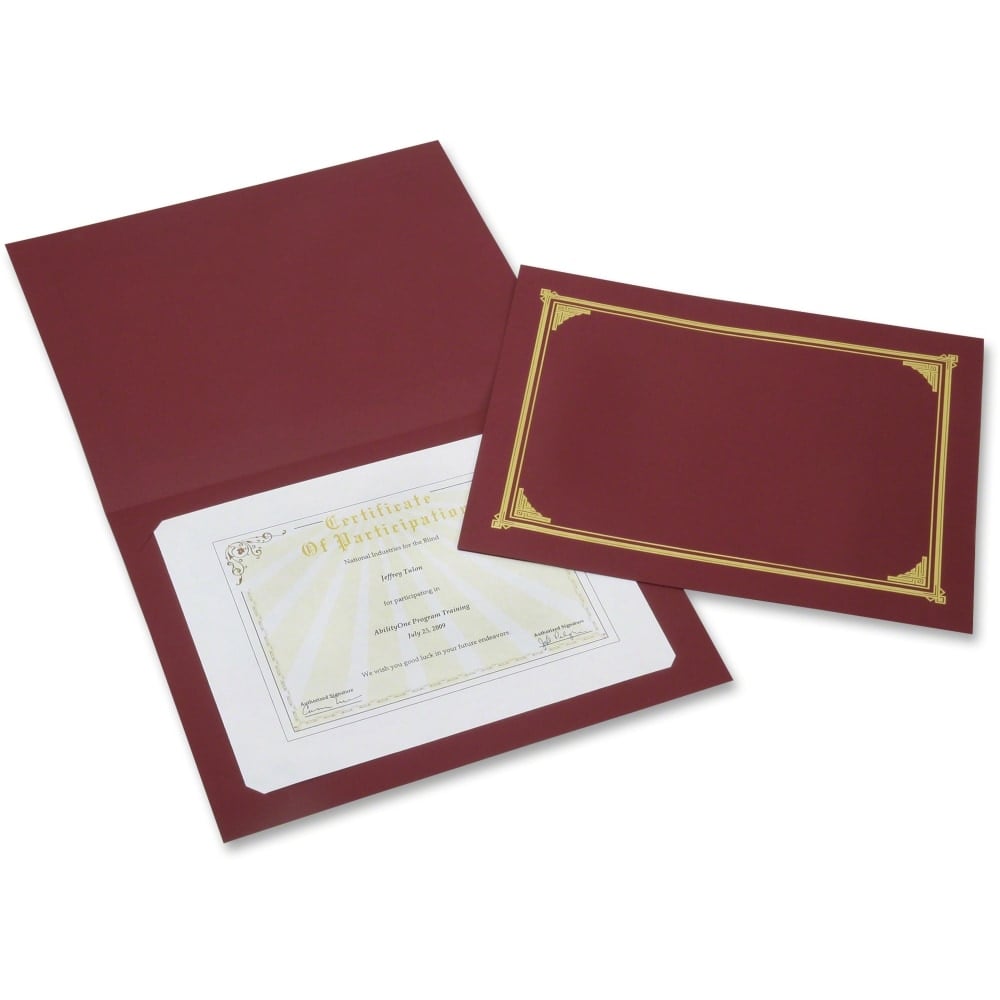 Geographics 30% Recycled Certificate Holder, 8 5/16in x 11 3/4in, Burgundy, Pack of 6 (Min Order Qty 6) MPN:6272958