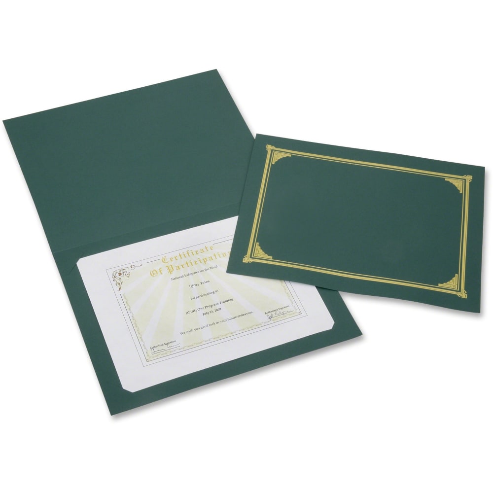 Geographics 30% Recycled Certificate Holder, 8 5/16in x 11 3/4in, Green, Pack of 6 (Min Order Qty 6) MPN:6272961