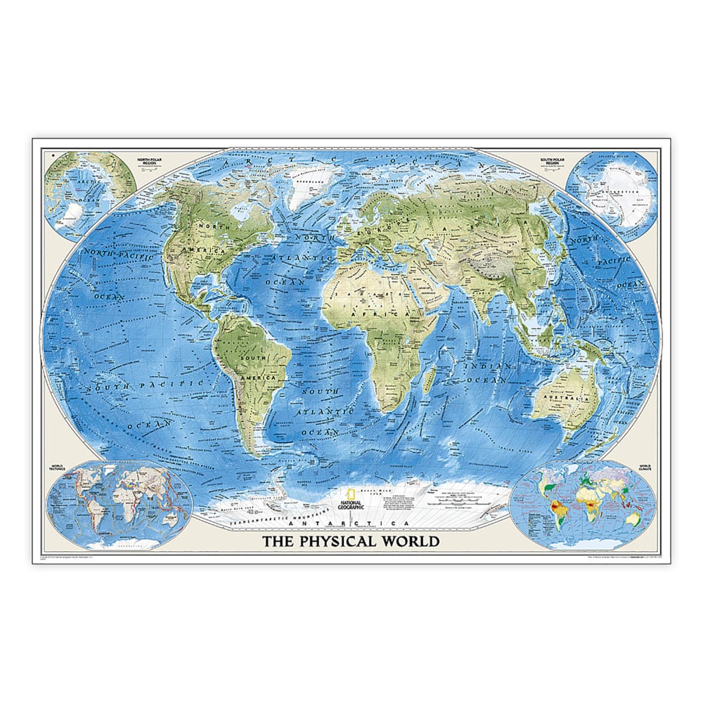 National Geographic World Physical Map, Laminated, 45.75in x 30.5in MPN:NGMRE00620132