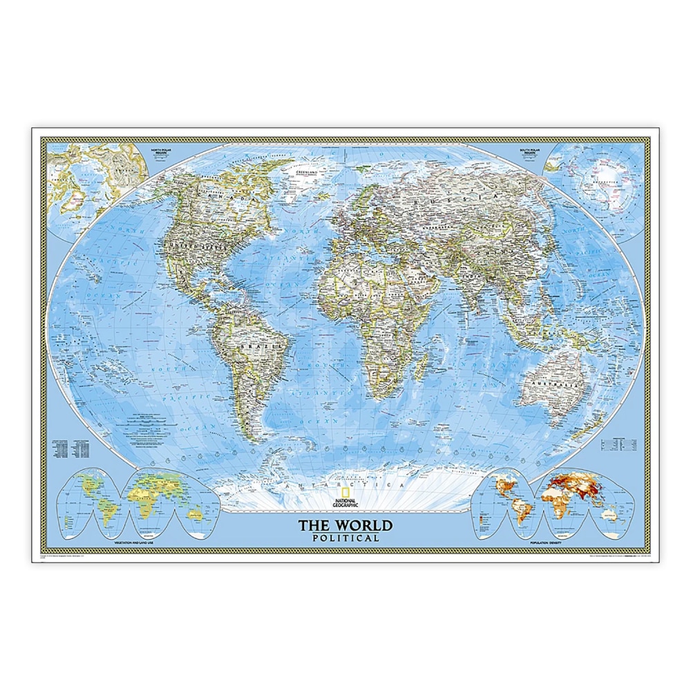 National Geographic World Classic Map, Enlarged and Laminated, 69.25in x 48in MPN:NGMRE00622003