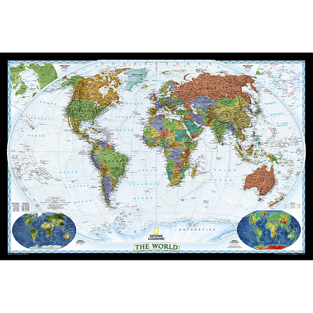 National Geographic World Decorator Map, Laminated, 46in x 30.5in MPN:NGMRE00622079