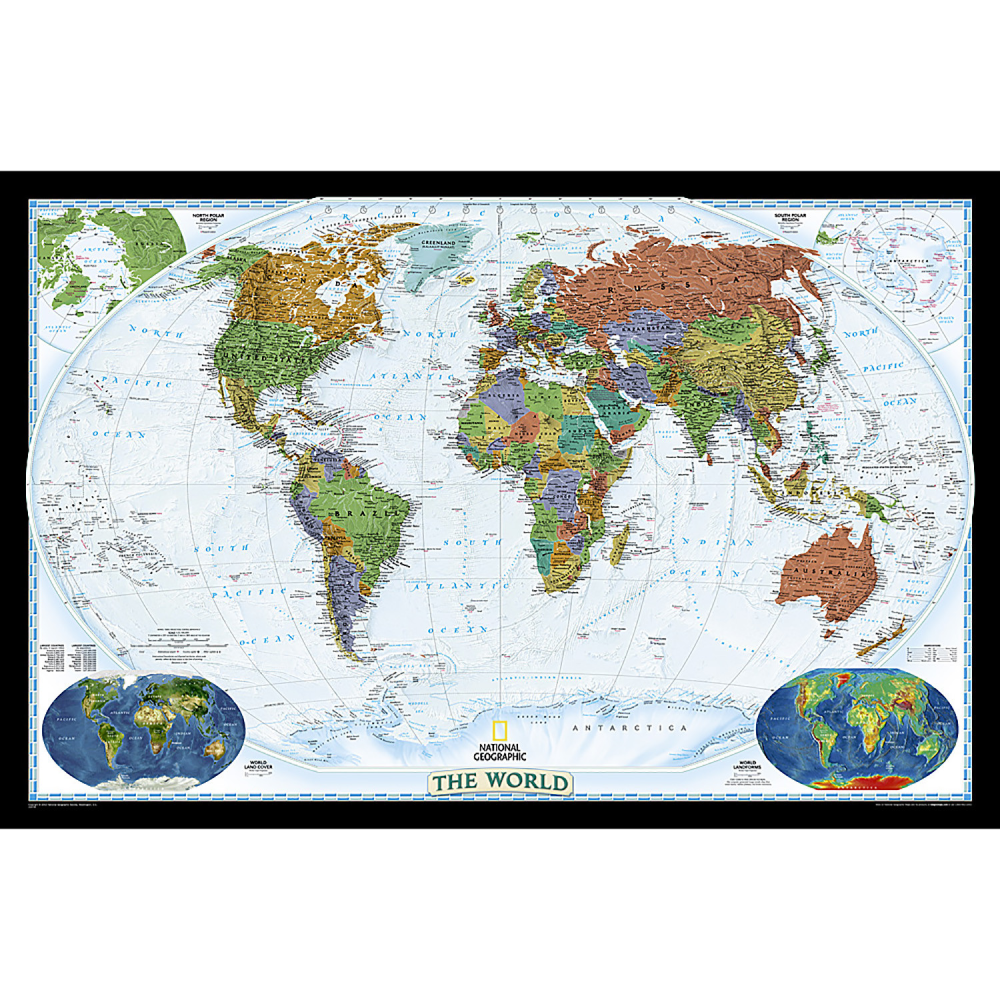 National Geographic World Decorator Map, Enlarged and Laminated, 73in x 48in MPN:NGMRE00622080