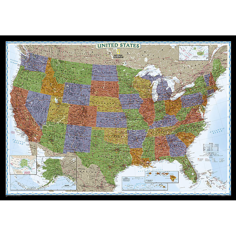 National Geographic United States Decorator Map, Laminated, 43.5in x 30.5in MPN:NGMRE00622083