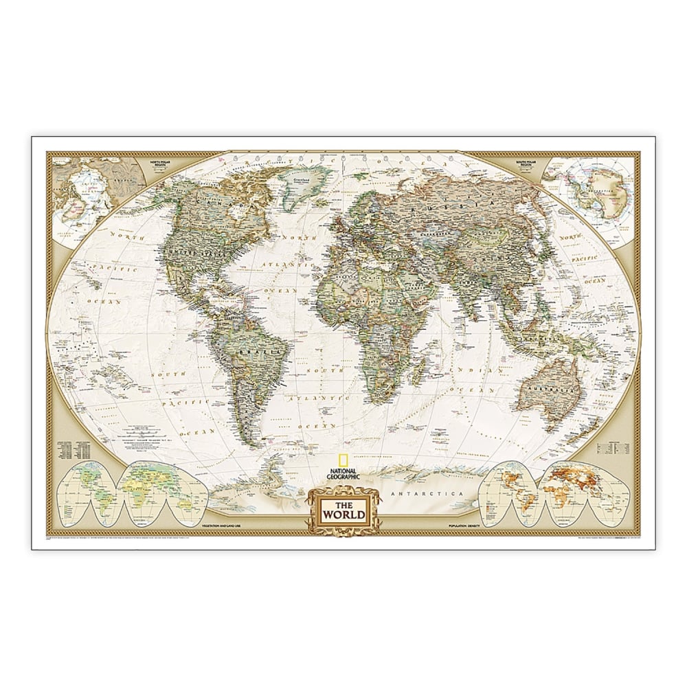 National Geographic World Executive Map, Laminated, 46in x 30.5in MPN:NGMRE00622087