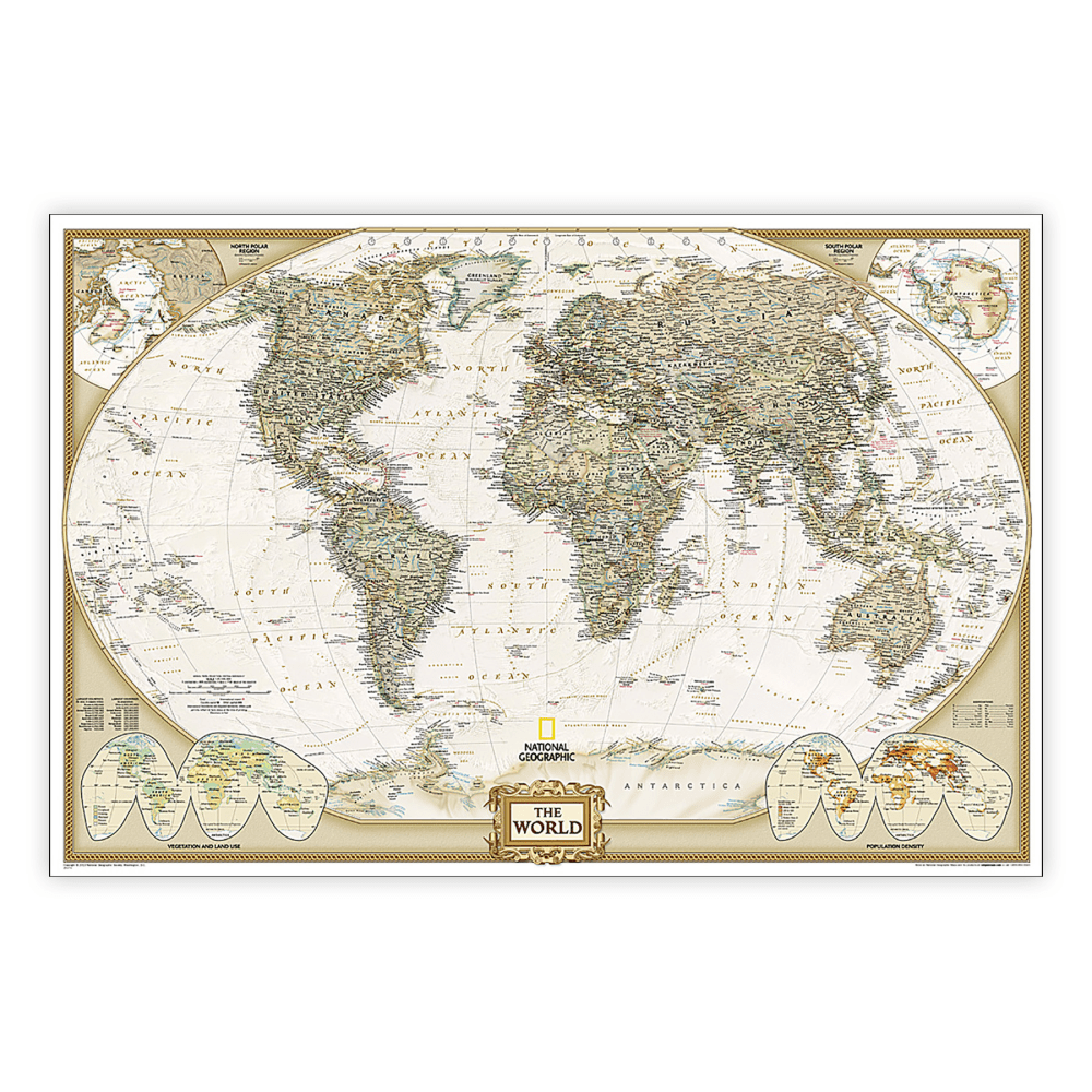 National Geographic World Executive Map, Poster Size and Laminated, 36in x 24in MPN:NGMRE01020376