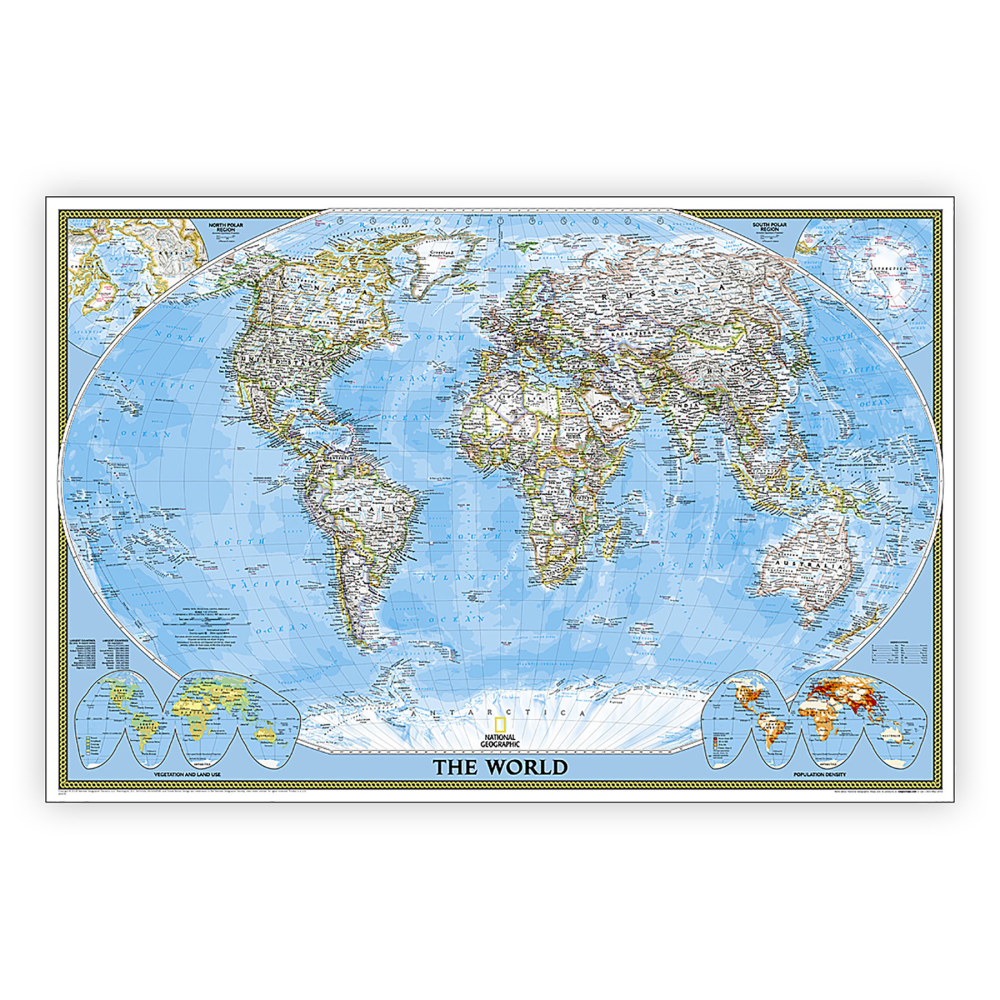 National Geographic World Classic Map, Poster Size and Laminated, 36in x 24in MPN:NGMRE01020381