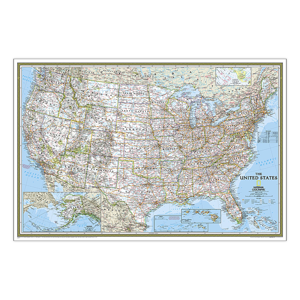 National Geographic United States Classic Map, Poster Size and Laminated, 36in x 24in MPN:NGMRE01020385