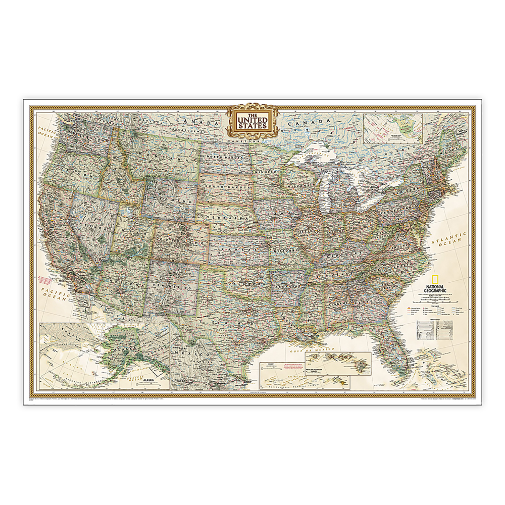 National Geographic United States Executive Map, Poster Size and Laminated, 36in x 24in MPN:NGMRE01020388