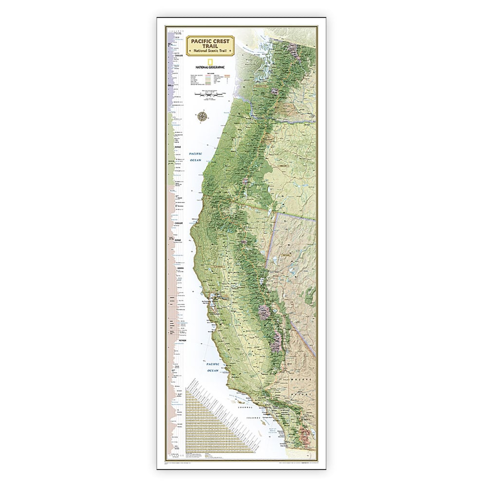 National Geographic Pacific Crest Trail Map, Laminated, 18in x 48in MPN:NGMRE01020759