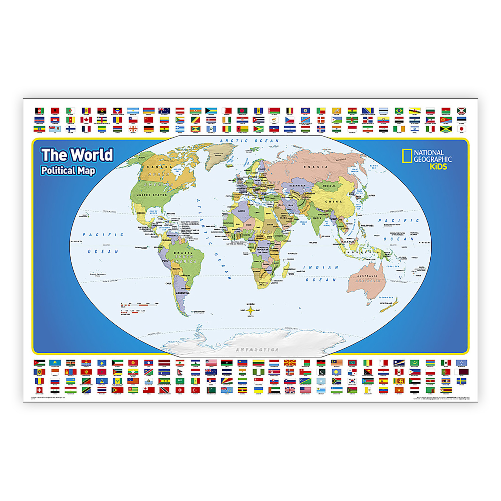National Geographic The World for Kids Map, Laminated, 36in x 24in MPN:NGMRE01020772