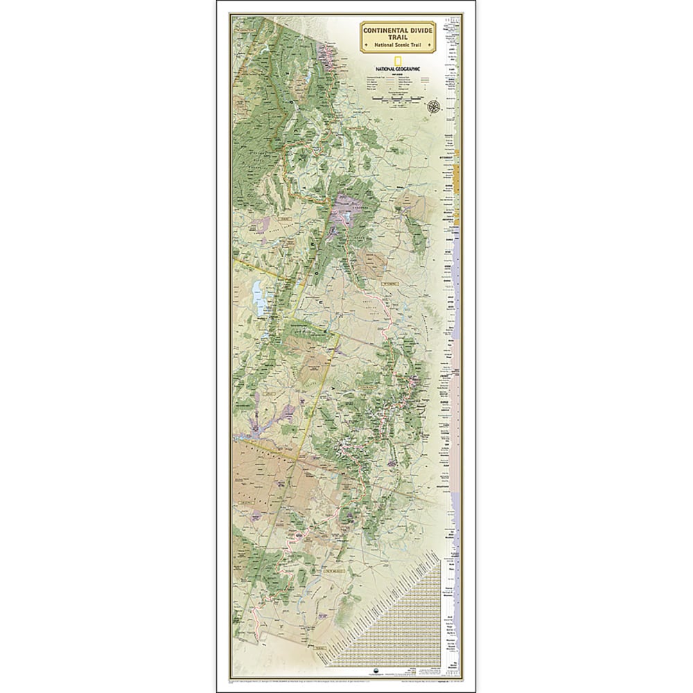 National Geographic Continental Divide Trail Map, Laminated, 18in x 48in MPN:NGMRE01021203