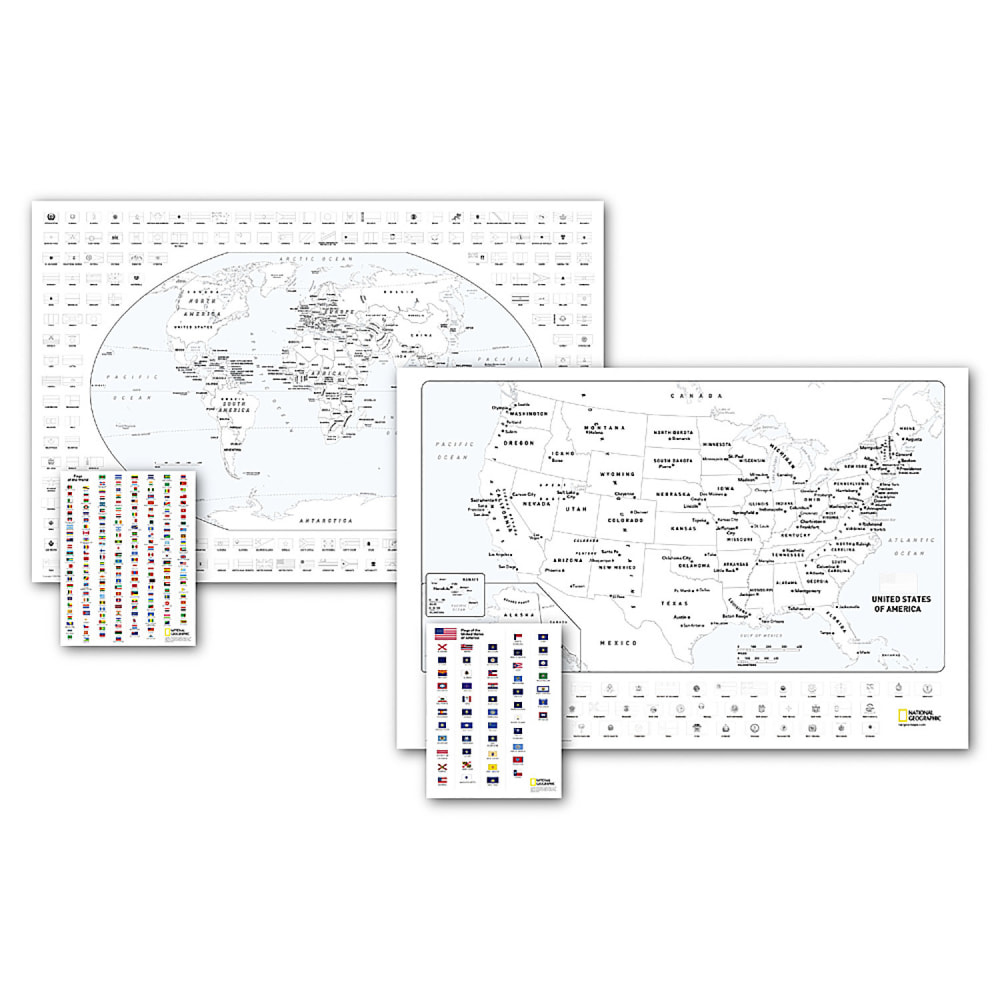 National Geographic World and United States Coloring, Map Pack Bundle, 36in x 24in MPN:NGMRE01021221B