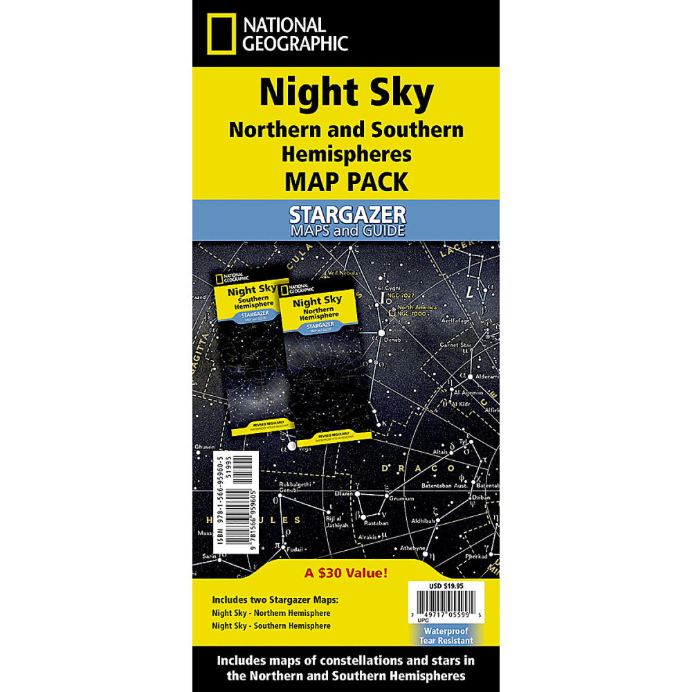 National Geographic Night Sky, Stargazer Map Pack Bundle, Folded: 4.25in x 9.25in, Flat: 25.25in x 18.5in MPN:NGMRE01021310B