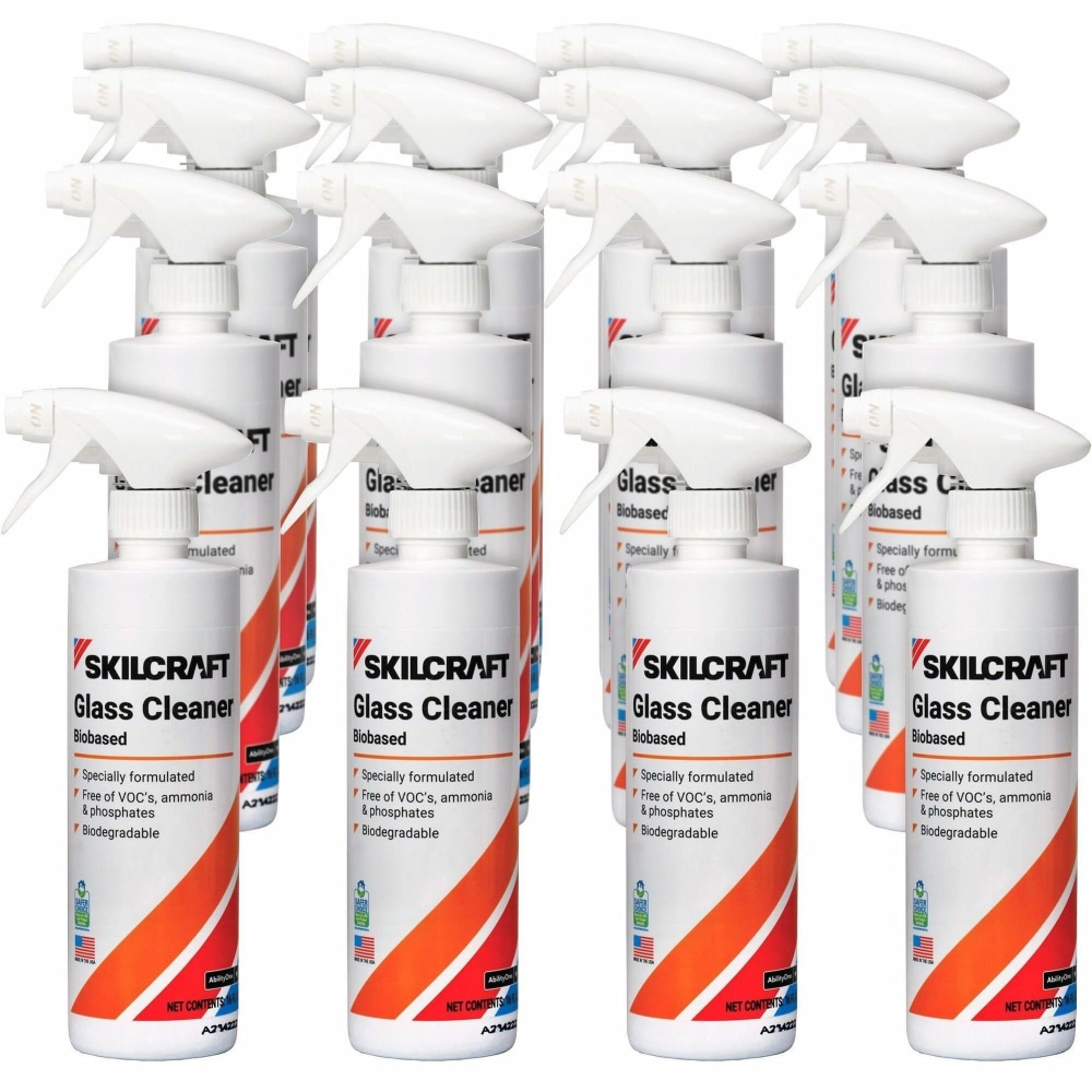 SKILCRAFT Heavy-Duty Glass Cleaner, Ready-To-Use, Liquid, 16 fl oz, Case of 12 - 6910002 MPN:6910002
