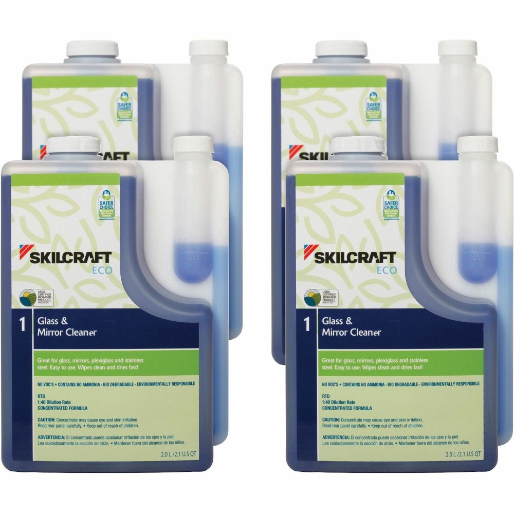 SKILCRAFT Glass and Mirror Cleaner, 67.63 Oz, 4/PK, Ready-To-Use/Concentrate - 7149190 MPN:7149190