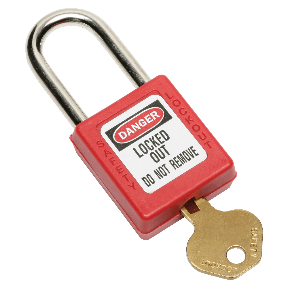 SKILCRAFT Plastic Safety Padlock, 1 7/8in x 1 3/8in, Red MPN:6502617