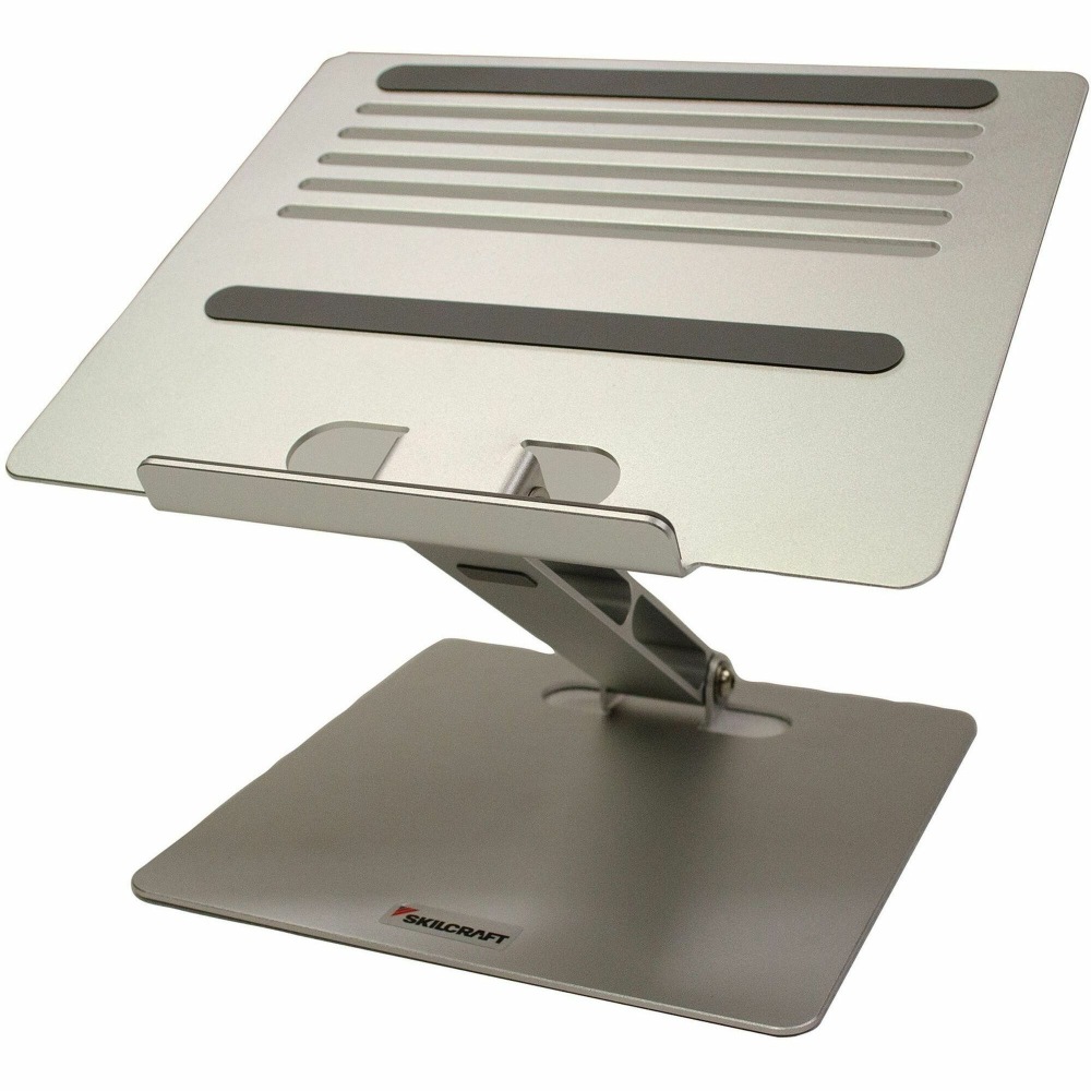 SKILCRAFT Ergonomic Laptop Riser - 9.50in- Aluminum - Silver - - 7136390 MPN:7136390