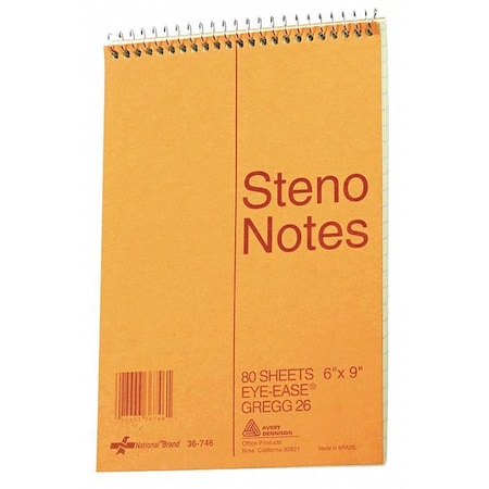 Steno Book, Gregg Rule, 80 Sheet, Green MPN:36746