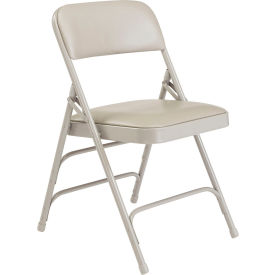 National Public Seating Vinyl Folding Chair - Triple Brace - Gray Vinyl/Gray Frame 1302 - Pkg Qty 4