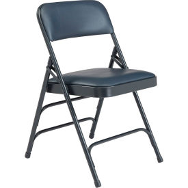 National Public Seating Vinyl Folding Chair - Triple Brace - Blue Vinyl/Blue Frame 1304 - Pkg Qty 4