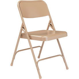 National Public Seating Steel Folding Chair - Premium with Double Brace - Beige 201 - Pkg Qty 4