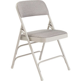 National Public Seating Fabric Triple Brace Double Hinge Folding Chair - Grey - Pack of 4 2302