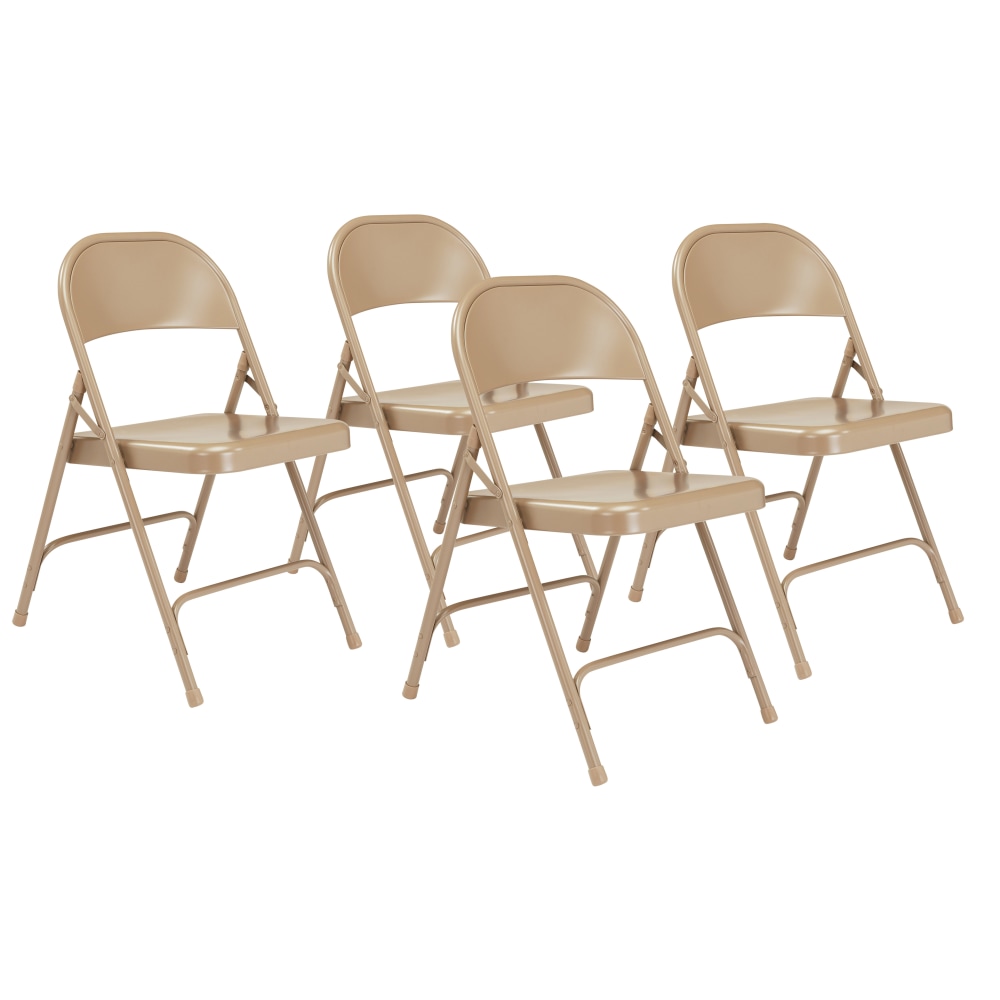 National Public Seating Series 50 Steel Folding Chairs, Beige, Set Of 4 Chairs MPN:51