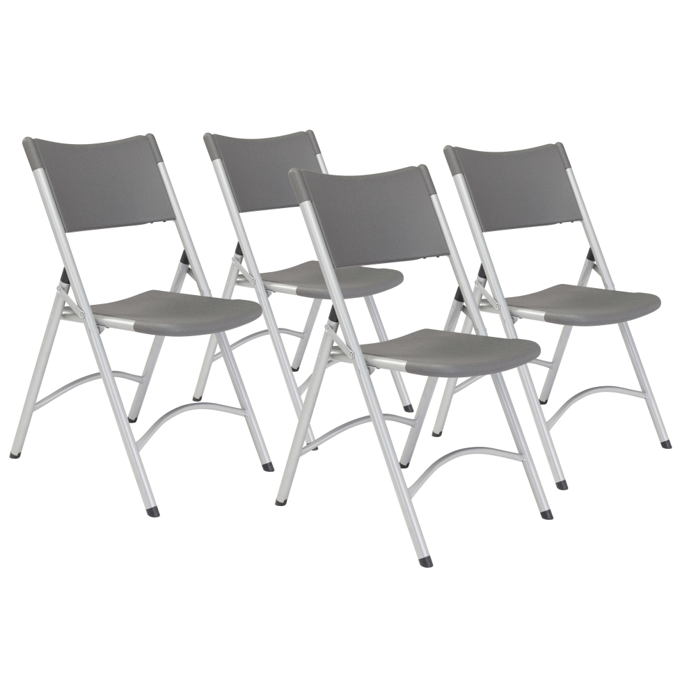 National Public Seating Series 600 Folding Chairs, Slate Gray/Silver, Pack Of 4 Chairs MPN:620