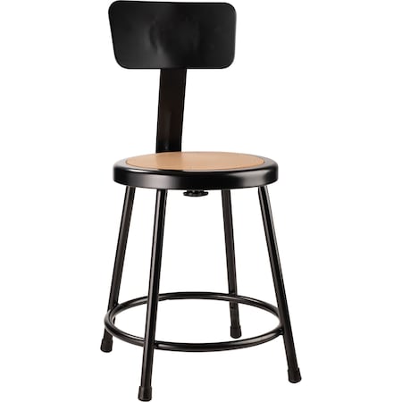 Round Stool with Backrest, Height 18