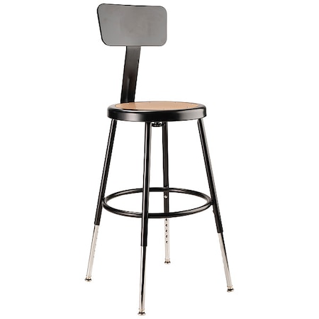 Round Stool with Backrest, Height 19