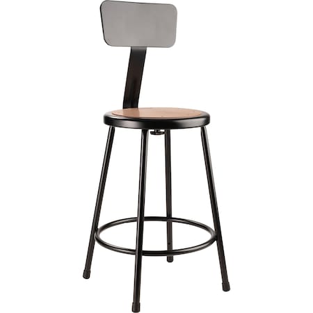 Round Stool with Backrest, Height 24