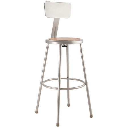 Round Stool with Backrest, Height 30
