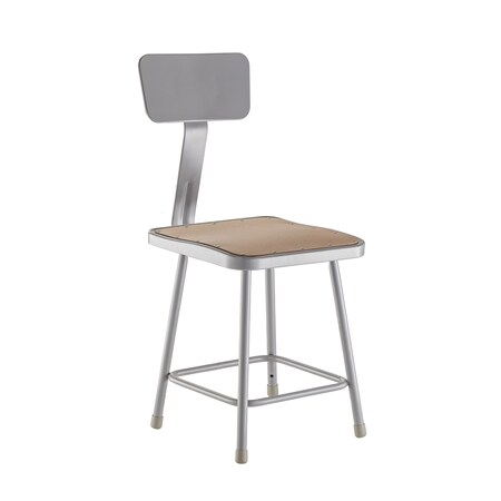 Square Stool with Backrest, Height 18
