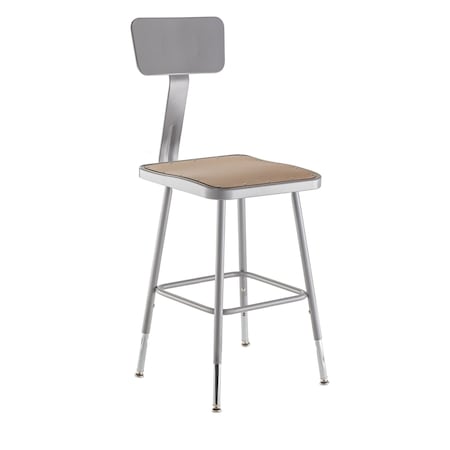 Square Stool with Backrest, Height 19