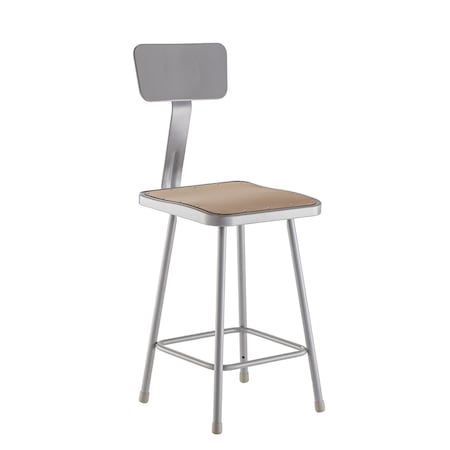 Square Stool with Backrest, Height 24