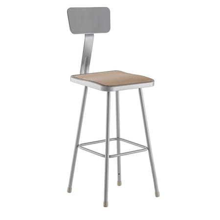 Square Stool with Backrest, Height 30