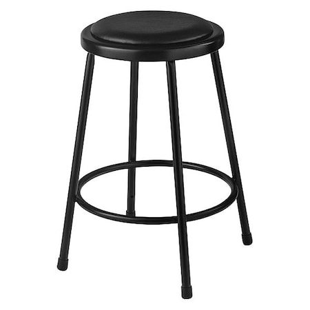 Stool, Steel, Vinyl, Black, 24
