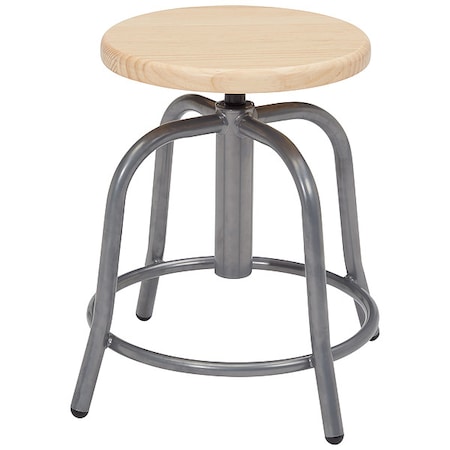 Adjustable Stool, Wood Seat, Gry Frame, 18