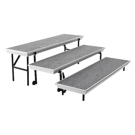 TransPort 3-Level Straight Choral Riser, Grey Carpet, 18