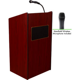 Oklahoma Sound Aristocrat Sound Podium / Lectern with Handheld Wireless Mic Mahogany 6010-MY/LWM-5