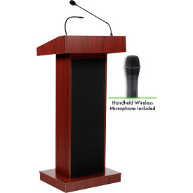 Oklahoma Sound Fixed Height Orator Podium / Lectern & Wireless Handheld Mic Mahogany 800X-MY/LWM-5